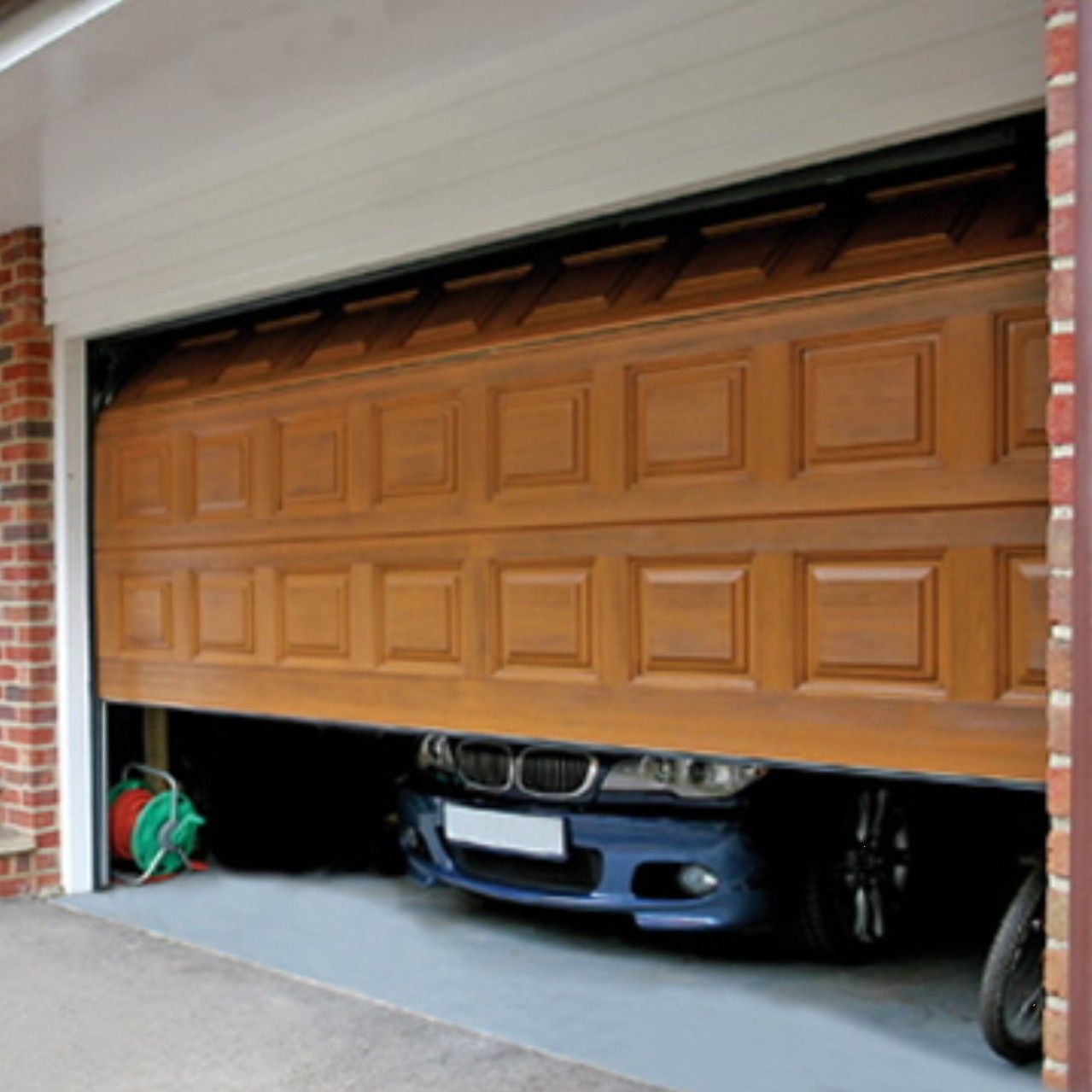 garage door with car inside